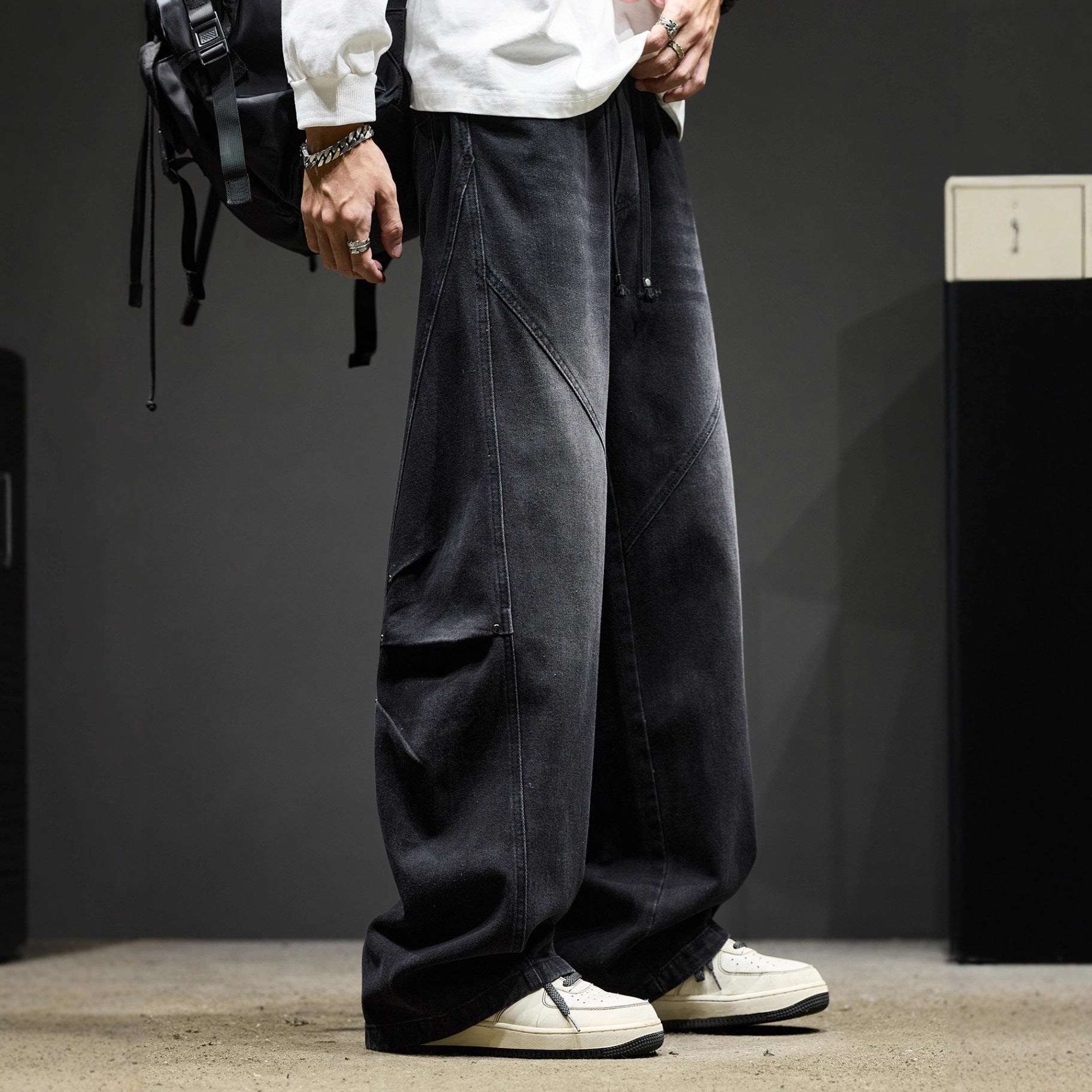 Retro Washed Casual High-Street Loose Wide-Leg Cargo Pants