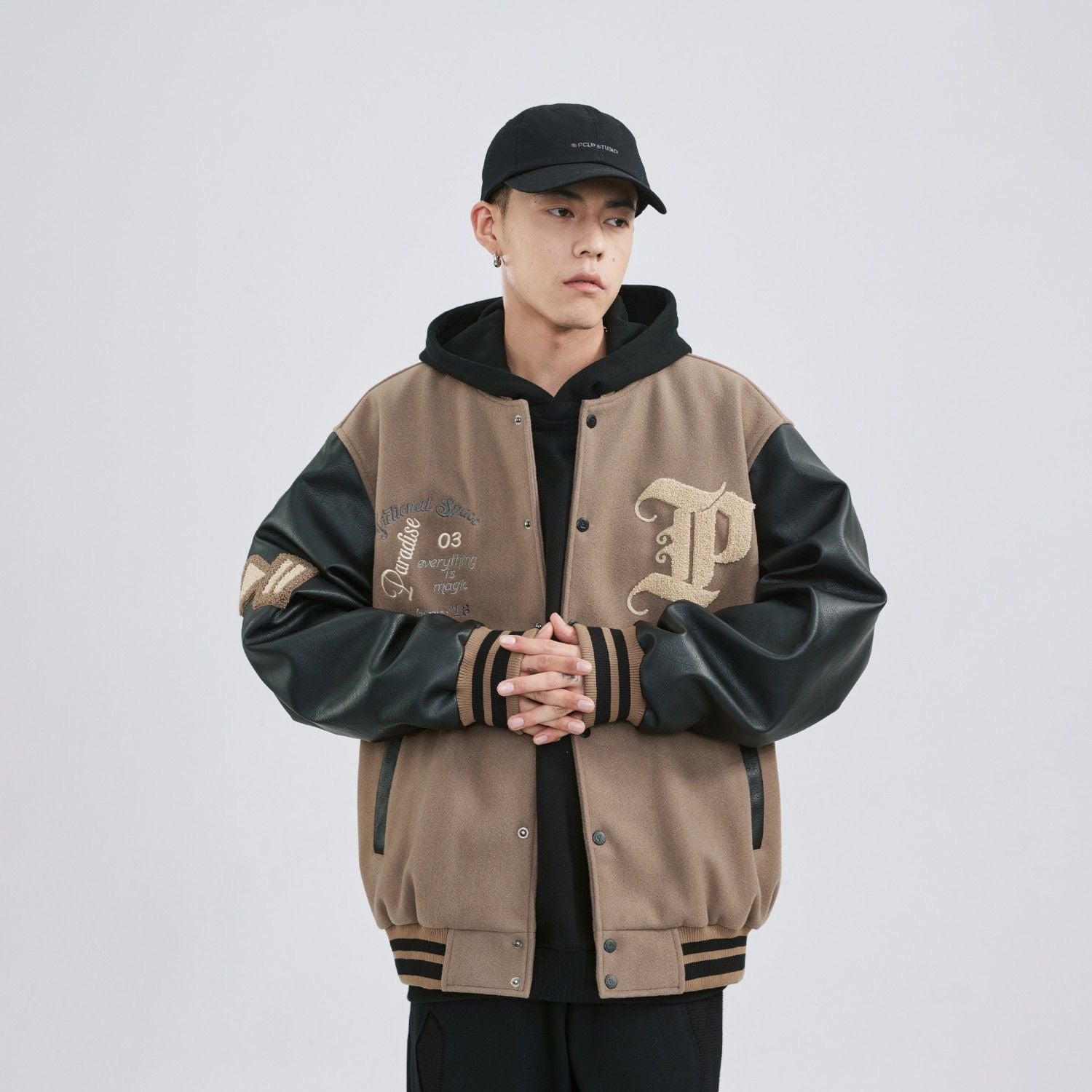 PU Leather Patchwork Casual All-Match Jacket Coat