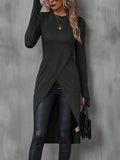 Women's Crew-Neck, Slim-Fit, Figure-Hugging Drapey T-Shirt