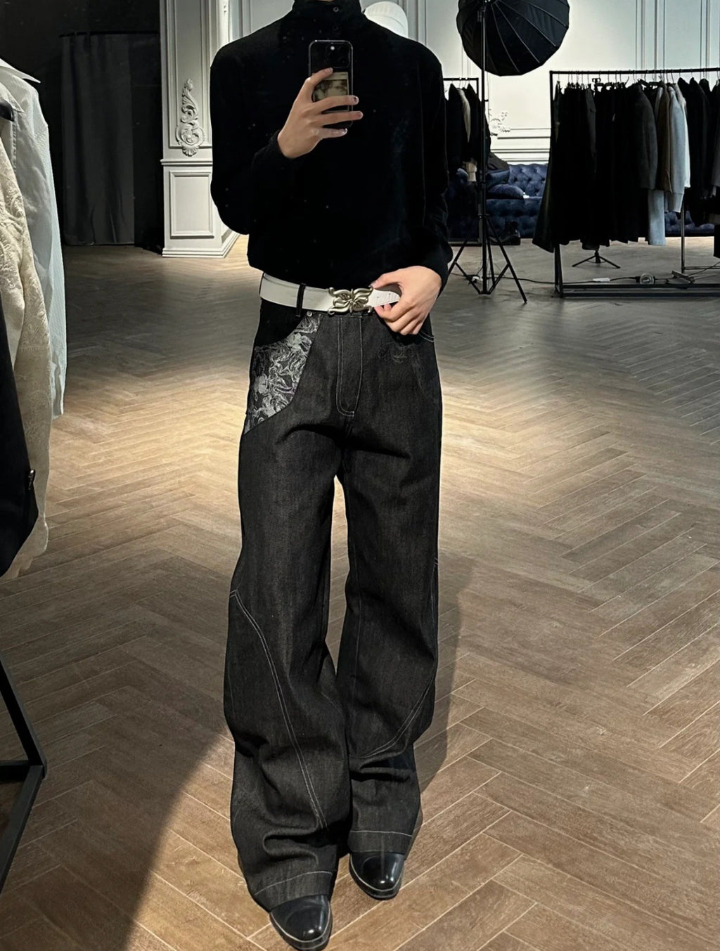Men's Slightly Flared Loose-fitting Wide-leg Trousers
