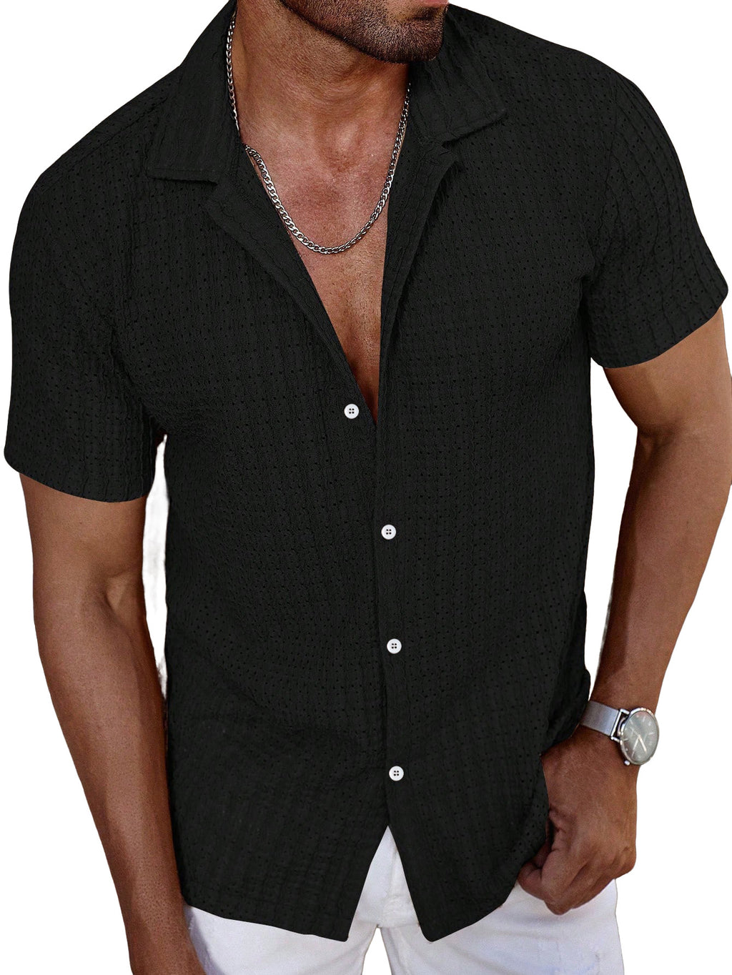 Men's Lapel-Button Shirt With Vent Holes Casual T-Shirt