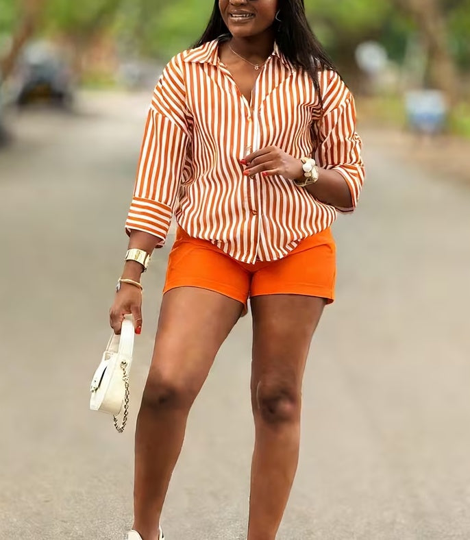 Vintage Striped Loose-fit Shirt