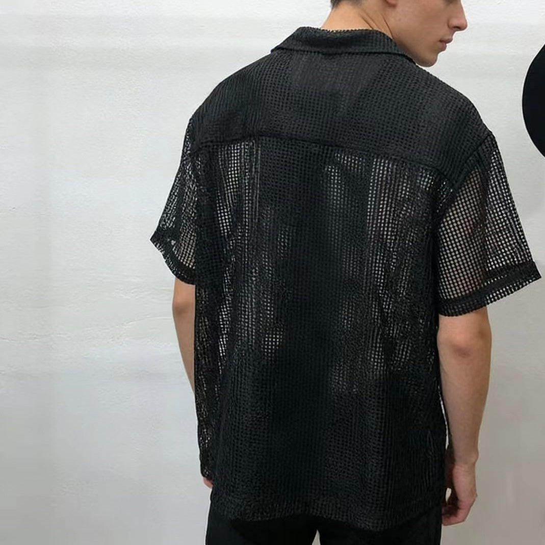 Men's Hollow-Out Short-Sleeve Loose Shirt