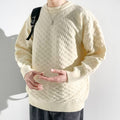 High-End Plaid Jacquard Sweater Mens SpringAutumn Trendy Loose Knitwear