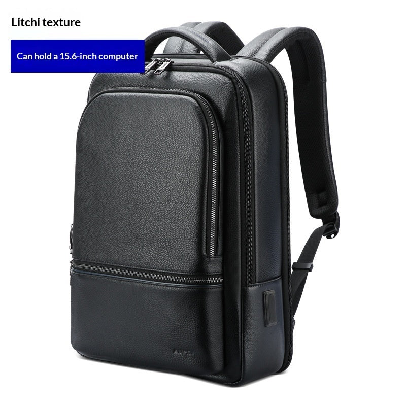 Men's Fashionable Leather Business Commuter Backpack