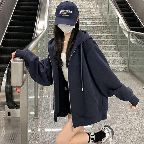 American-style Vintage Heavyweight Hooded Sweatshirt For Women