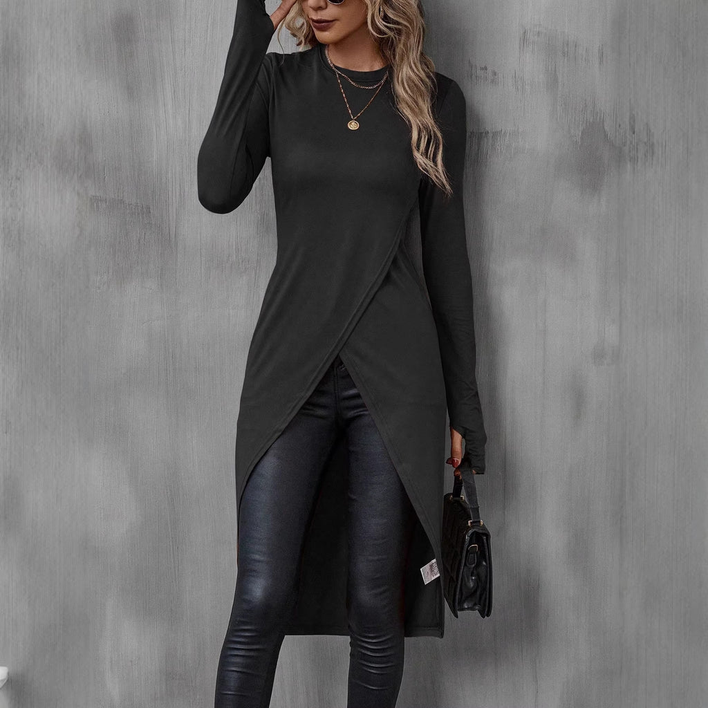 Women's Crew-Neck, Slim-Fit, Figure-Hugging Drapey T-Shirt
