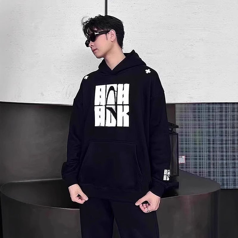 Heather Gray Embroidered Hoodie Mens AutumnWinter