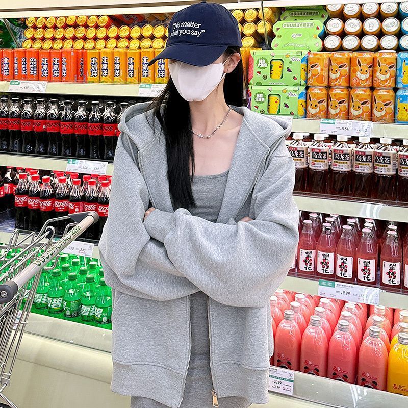 American-style Vintage Heavyweight Hooded Sweatshirt For Women