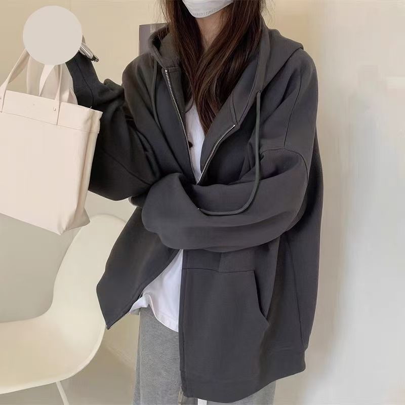 American-style Vintage Heavyweight Hooded Sweatshirt For Women