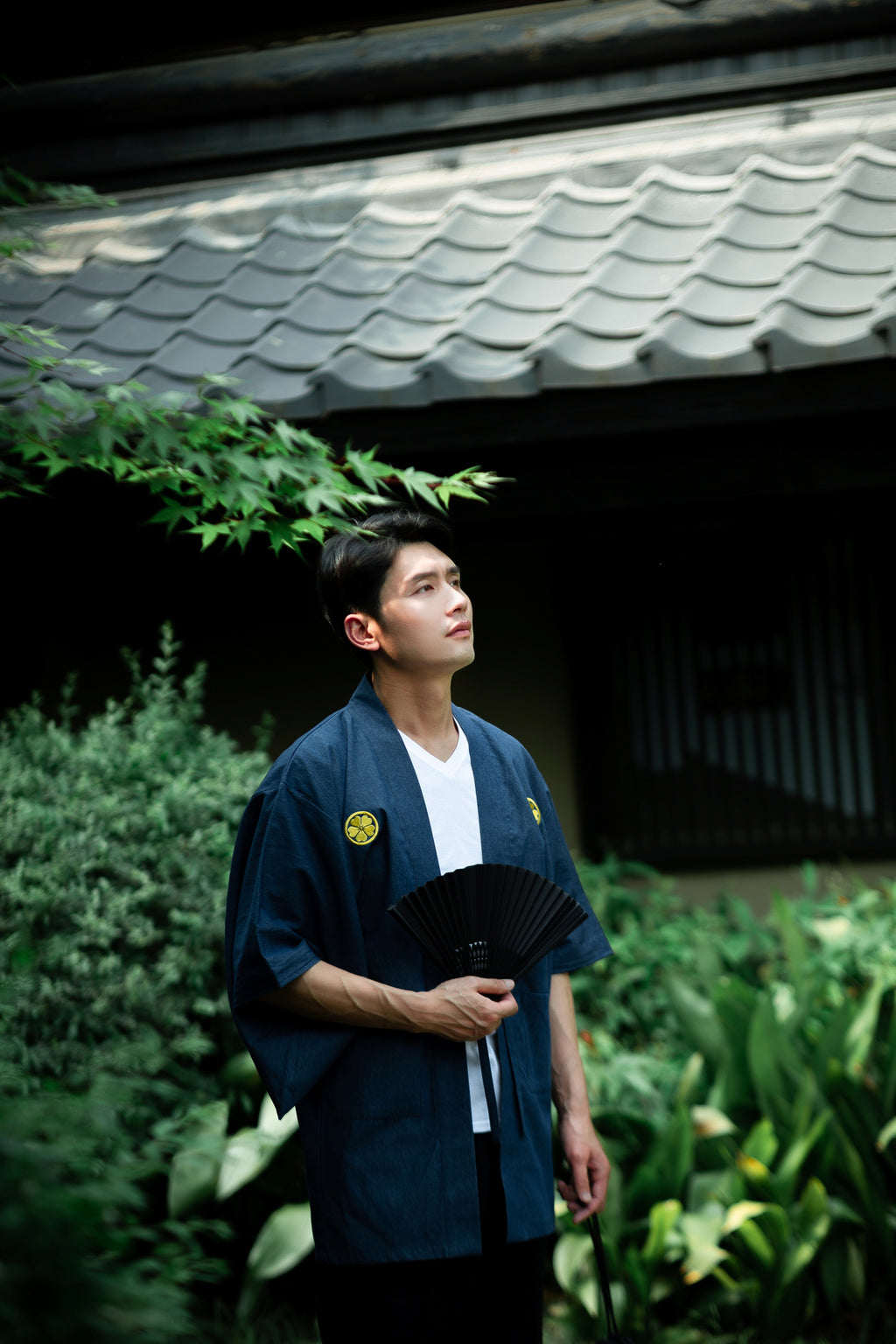 Japanese Kimono Jacket For Men, Haori With Embroidery, Samurai Outerwear, Pure Cotton Belted Coat With Lining, Japanese Novelty Clothing
