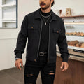 European And American Men's Fashion High-Street Wool Zip-Up Jacket
