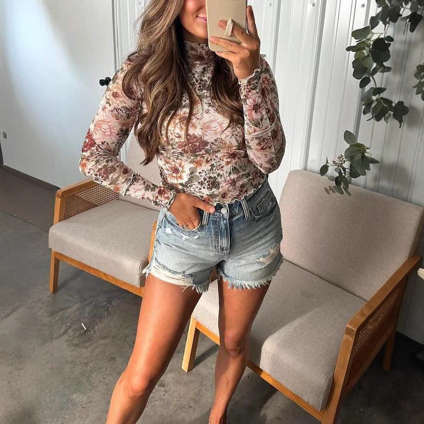 Autumn New Pullover Turtleneck Long-Sleeve Top Womens Fashion