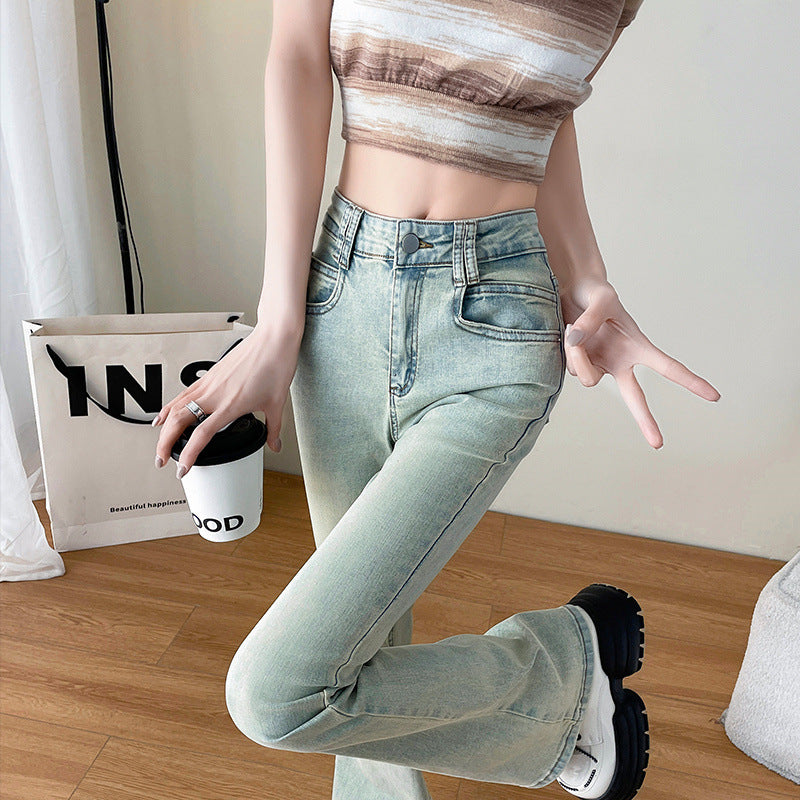 Light Blue American-Style Flared Jeans For Women