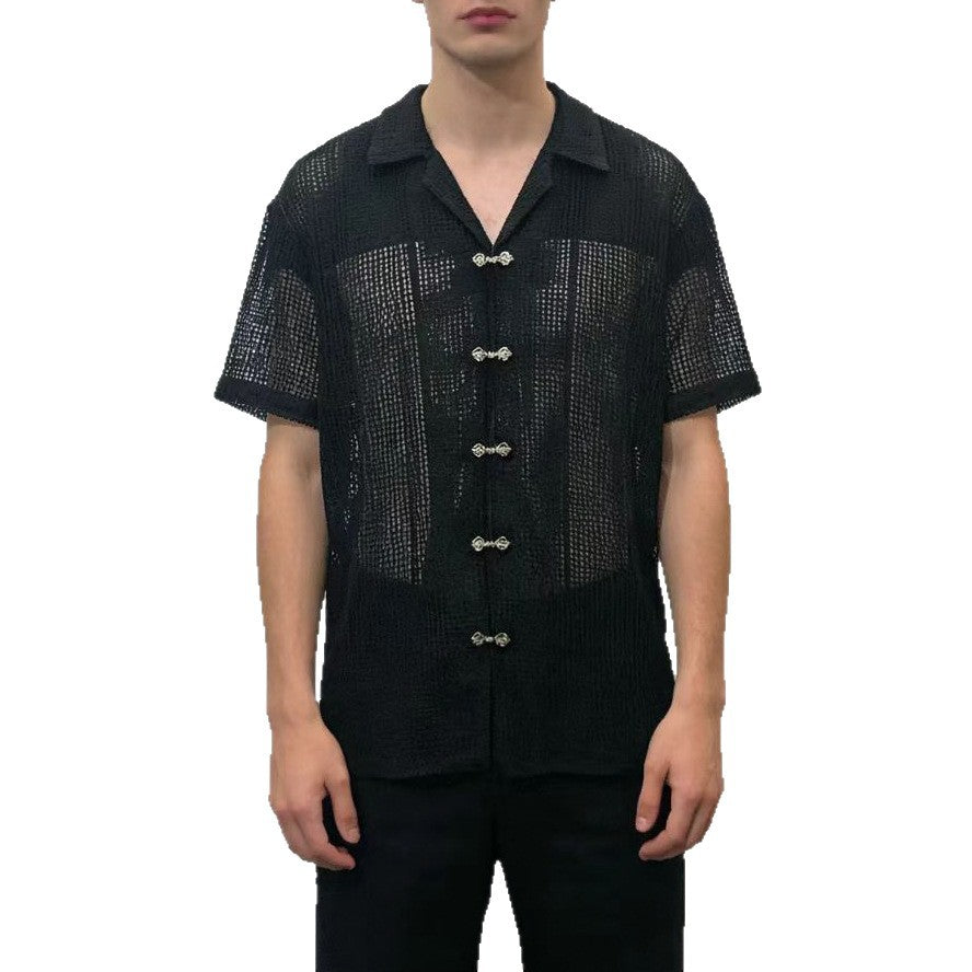 Men's Hollow-Out Short-Sleeve Loose Shirt