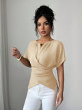 Slim-fit Solid-color Crossover Casual Chic Top