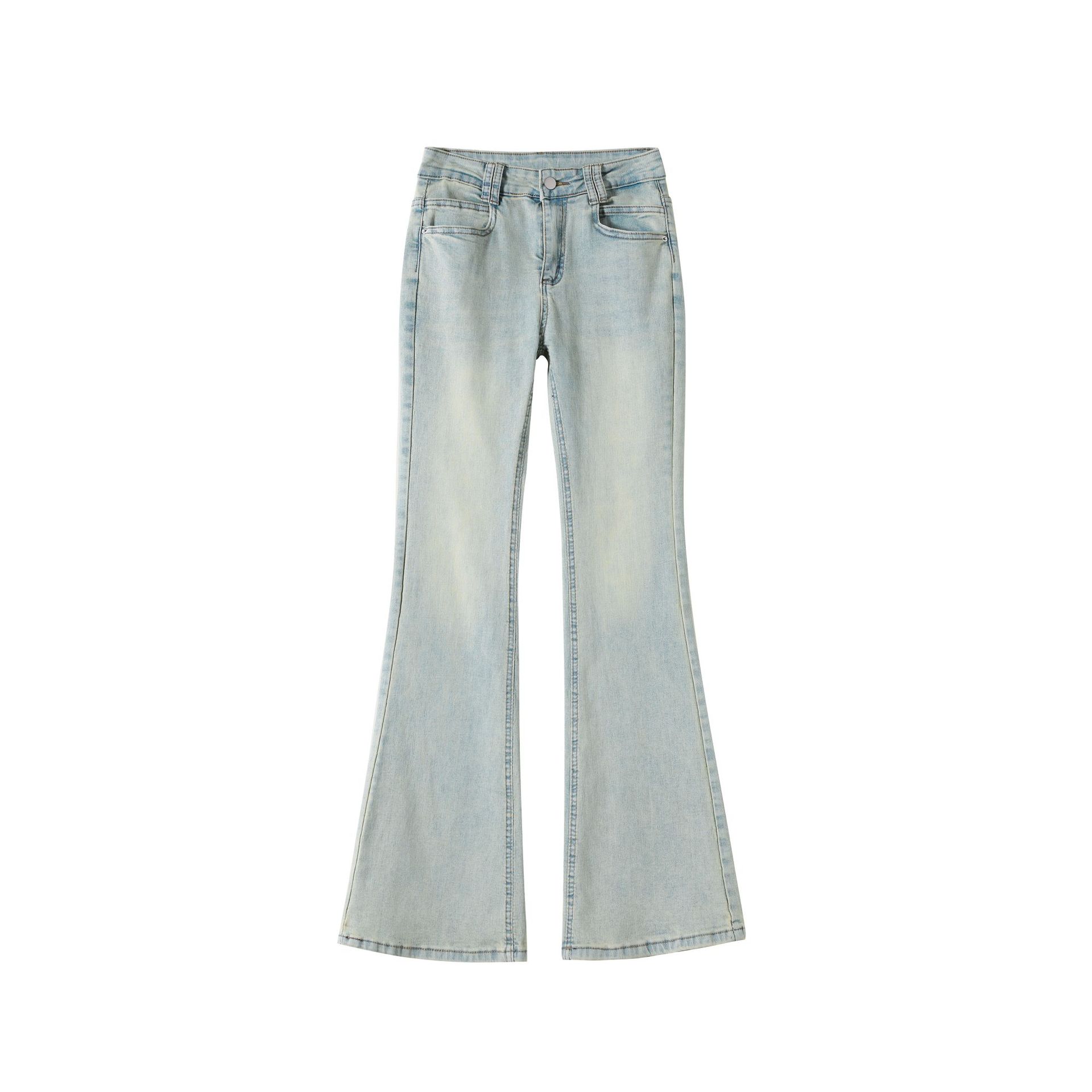 Light Blue American-Style Flared Jeans For Women