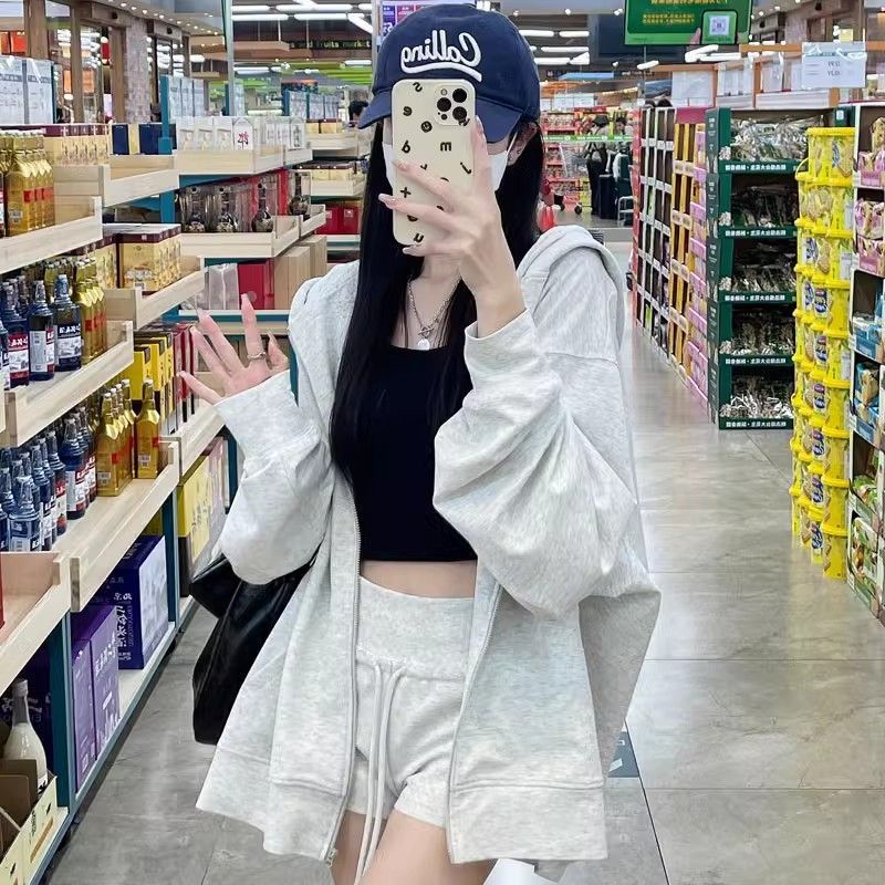 American-style Vintage Heavyweight Hooded Sweatshirt For Women
