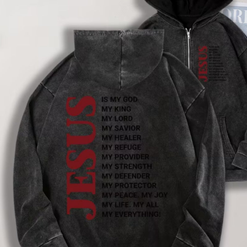 Men's Loose-Fit Hoodie Round-Neck Jacket