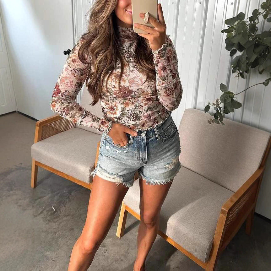 Autumn New Pullover Turtleneck Long-Sleeve Top Womens Fashion