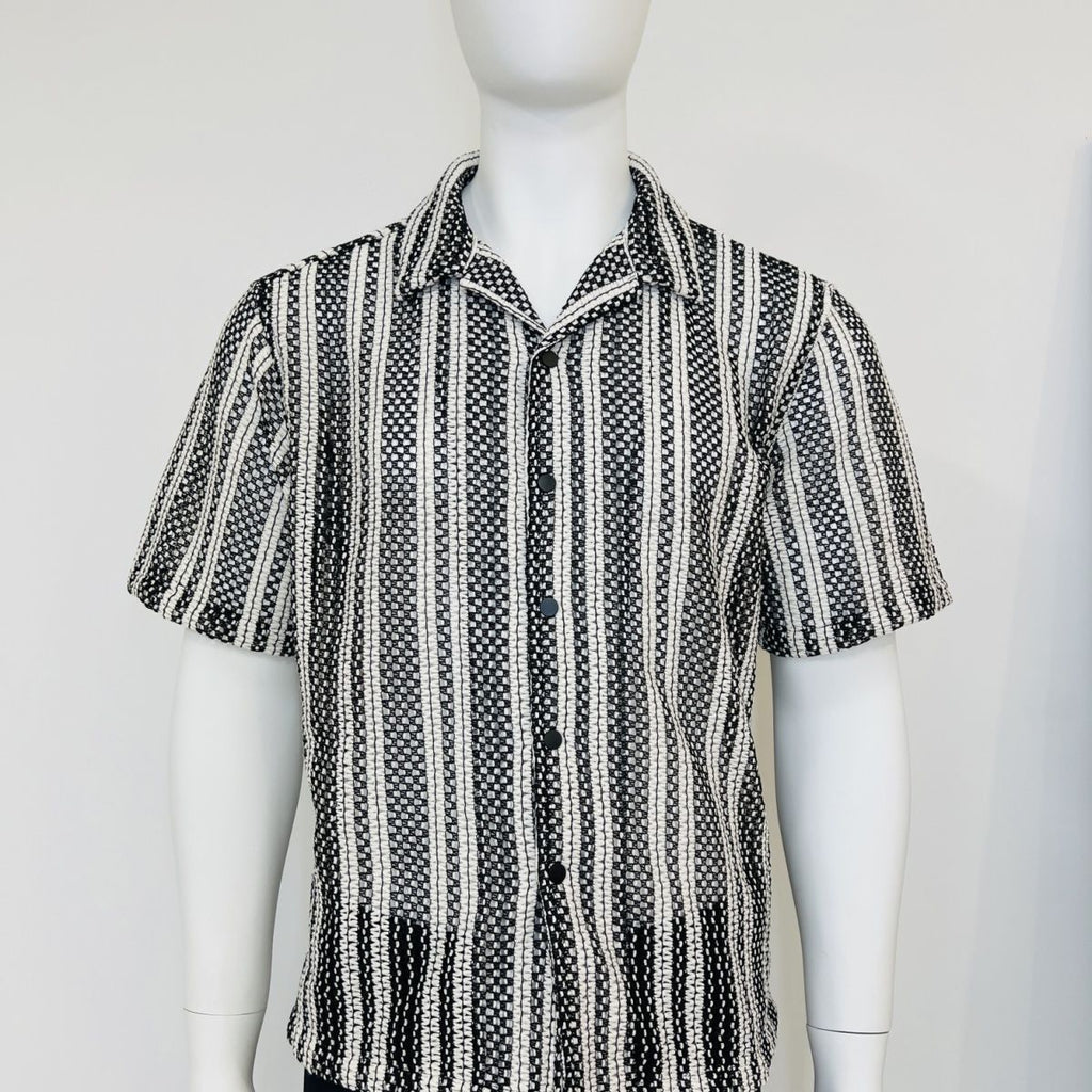 Men's Hollow-Out Cuban Collar Short-Sleeve Shirt