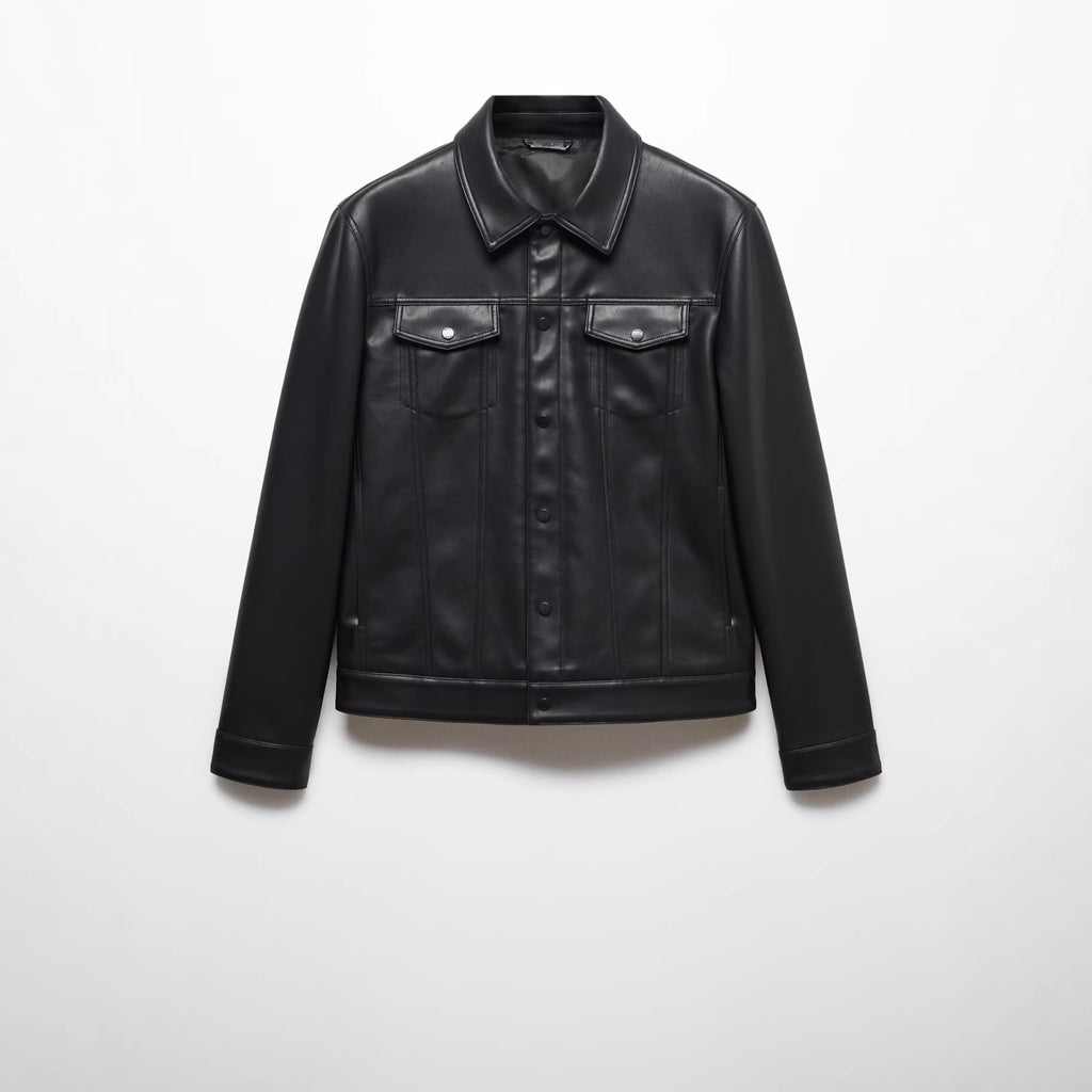 Men's Faux Leather Biker-style Jacket